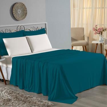 Imagem de Jogo De Cama King Nobre 4 Peças Lençol Com Elástico De 30cm De Altura Malha 100% Algodã...