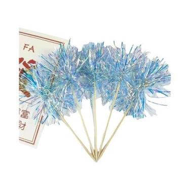 Imagem de Topo De Bolo Com Franjas De Glitter Colorido E Efeito De Fogos De Arti