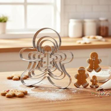Imagem de 5 Forma Molde Inox Boneco Gingerbread Massas Gesso Biscoito - Cosy