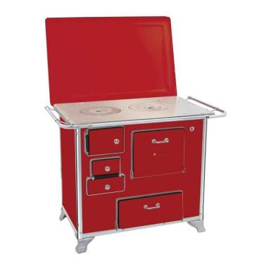 Imagem de Fogão a Lenha Gabinete com Tampa Venâncio 2GDTVR Vermelho com Forno Esmaltado Saída Dir...