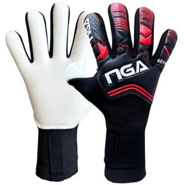 Imagem de Luva de Goleiro Profissional Nga Soccer Astra, Preto, Vermelho, 11