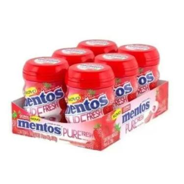 Imagem de Chiclete Mentos Pote Purefresh Morango 56g C/ 6unid