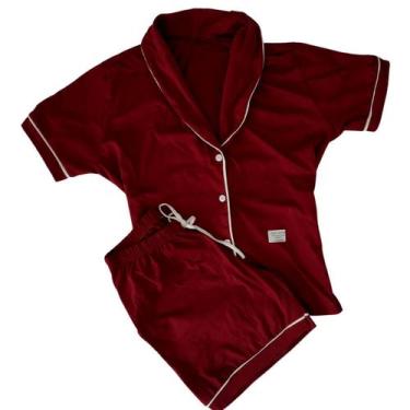 Imagem de Pijama Americano Curto - Sementinha, P, Bordô