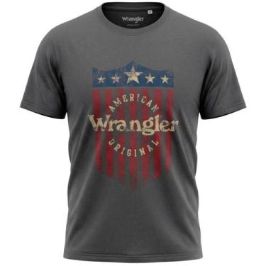 Imagem de Camiseta Wrangler Masculina Original Country Algodão Premium, Cinza, M