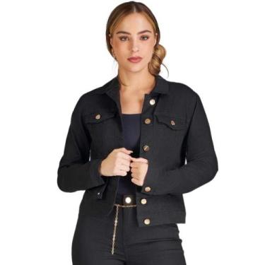 Imagem de Jaqueta youngstyle jeans feminino ref: youjf535, Preto, GG