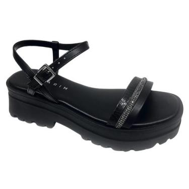 Imagem de Sandália Ramarim 2444203 Tratorada Plataforma Flatform, Preto, 36