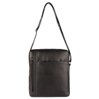 Imagem de Pasta tiracolo de couro preto Easy Masculino - Vira Vento, Preto