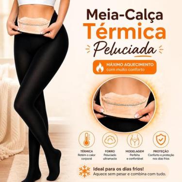 Imagem de Meia Calça De Lã Térmica Translúcida Forrada Pelinho Pelúcia Tamanho P