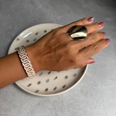 Imagem de Bracelete Corrente Esmaltado Dourado COR:AREIA - Nilza Biju, Areia