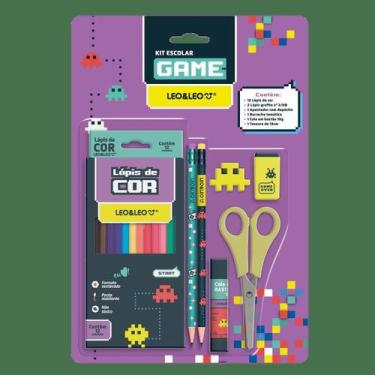 Imagem de Kit Escolar com Lapis de Cor Game Com 7 Peças - Leo & Leo