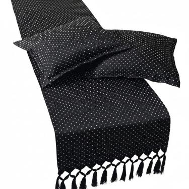 Imagem de Kit Peseira e Capas de Almofada Jacquard Poá 2,20x0,43 com 2 Capas 40x40 Queen Preto
