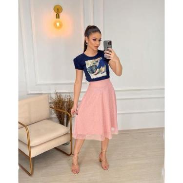 Imagem de Saia Tule Midi Evangelica Feminina Plus Size - Ramessés, Rose, G