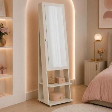 Imagem de Penteadeira CR35551 com Espelho e Porta-joias MDF-MDP Off White Multim