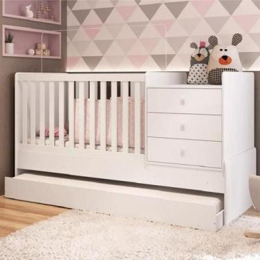 Imagem de Berço Americano Completa Móveis Branco Multifuncional Vira Cama com Ca