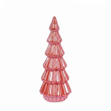Imagem de Mini Arvore De Natal Enfeite Vila Natalina Cerâmica Vermelho - Grillo