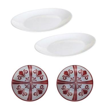 Imagem de Conjunto 2 Pratos Russo Branco + 2 Bowls Sobremesa Marsala - Russo Art