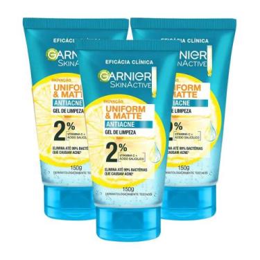 Imagem de Kit 3 Gel de Limpeza Garnier Uniform & Matte Antioacne 150g
