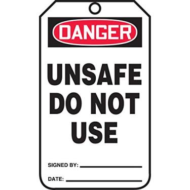 Imagem de Accuform Etiqueta de segurança MDT191CTP PF-Cardstock, legenda "DANGER Unsafe Do Not Use", 14,6 cm de comprimento x 8,3 cm de largura x 0 cm de espessura, vermelho/preto sobre branco (pacote com 25)