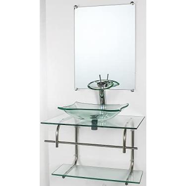 Imagem de GABINETE DE VIDRO PARA BANHEIRO INOX 60CM CUBA RETANGULAR INCOLOR