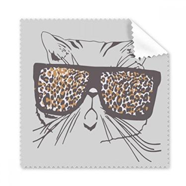Imagem de Óculos de sol com estampa de leopardo, cabeça de gato, pano de limpeza de tela, 5 peças