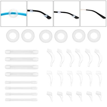 Imagem de iGeyzoe Retentores de ganchos de silicone para óculos, tampões antiderrapantes, retentor de manga com pontas de têmpora, suporte para óculos, óculos de sol, óculos de leitura (branco)