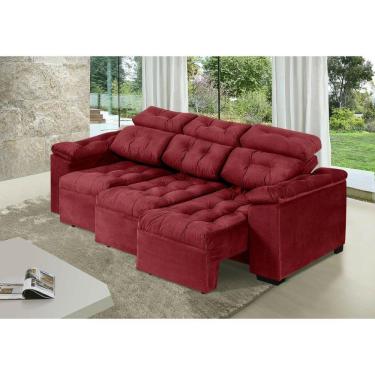 Imagem de Sofa Itália 2,00 Mts Retrátil e Reclinável Tecido Suede Vermelho - Moveis Marfim