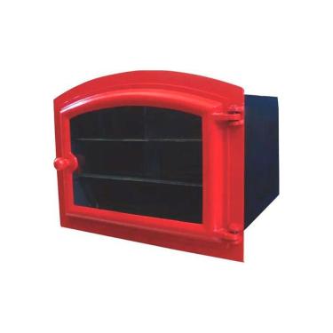 Imagem de Forno Ferro Fundido Porta De Vidro Vermelho 48x35x30cm P