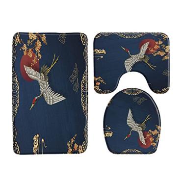 Imagem de Tapete de banho de bambu de tinta estilo chinês 3 conjunto de plantas pintadas à mão tapetes de banheiro tapete de banheira tapetes higiênicos antiderrapantes produtos de banheiro, 895x, 3 pcs tapetes, 400mmx600mm