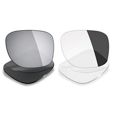 Imagem de Mryok 2 pares de lentes polarizadas de substituição para óculos de sol Oakley Holbrook – Opções, Fotocrômico cinza e titânio prateado e eclipse, One Size