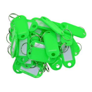 Imagem de Fenteer 50 peças etiquetas de chave multifuncionais de plástico anéis de chave etiquetas de identificação etiqueta de nome chaveiro etiquetas de armário amplamente utilizadas, verde