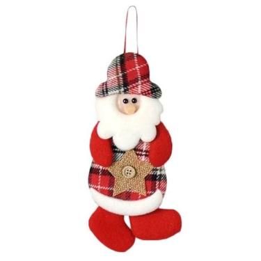 Imagem de Enfeite Pendente Árvore Natal Papai Noel Xadrez 17cm