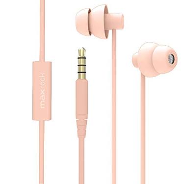 Imagem de MAXROCK (TM Super Mini Fones de ouvido de silicone macio total com microfone Music Sleep Choice para celulares, iPad, tablet, MP3, laptop e a maioria dos leitores de áudio de 3,5 mm (rosa coral)