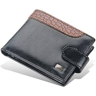 Imagem de KRASS Carteira masculina vintage de couro com bolso de moedas, pequeno porta-cartões, bolsa para dinheiro, colecionador88, Preto, 11.5x2x8.5cm, Vintage