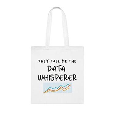 Imagem de They Call Me The Data Whisperer, sacola divertida, bolsa de ombro, bolsas reutilizáveis, cesta de Natal de aniversário, ideia de presente, Branco