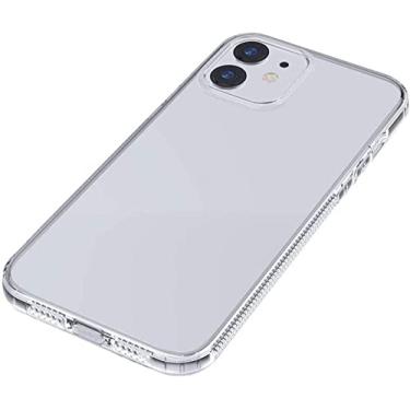 Imagem de KKFAUS Capa de telefone de silicone transparente com plugue de poeira, para Apple iPhone 12 Mini (2020) capa à prova de choque fina à prova de poeira de 5,4 polegadas [proteção de tela e câmera] (cor: transparente)