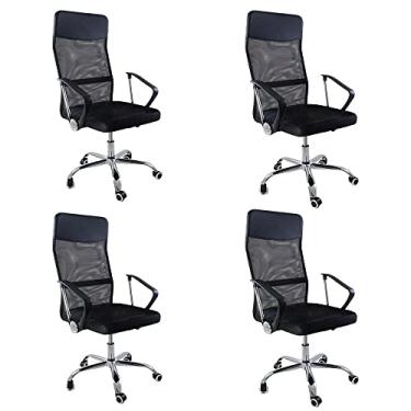 Imagem de Kit 4 Cadeiras de Escritorio Nagano Tela Mesh Ergonômica Cor:Preto