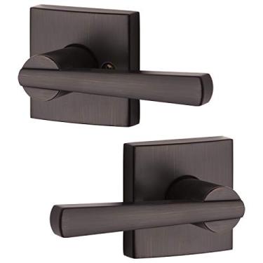 Imagem de Baldwin Spyglass Maçaneta reversível para porta de passagem interna para corredor/armário/cômodos, maçaneta de porta sem travamento com proteção Microban, em bronze veneziano