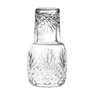 Imagem de Barski – Boca soprada – Cortada à mão – Cristal – Conjunto de 2 peças – Carafeu Noturno de Cabeceira/Carafê de Mesa com Copo – 21 cm A – Feito na Europa