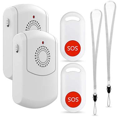 Imagem de Evernary Sistema de chamada sem fio Caregiver Pager Botão de alerta pessoal para enfermeiras idosas domésticas e botão de emergência (2 transmissores portáteis Pager 2)
