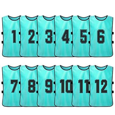 Imagem de Tingpai 12 PCS Adultos Futebol Pinnies Secagem Rápida Football Team Jerseys Esportes Juvenis Scrimmage Time de Futebol Treino Babadores nume dos Prática Colete espo vo