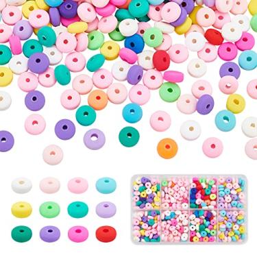 Imagem de PH PandaHall Cerca de 450 peças de contas de argila Heishi 4 cores marshmallow 6 mm Vinil Heishi contas planas redondas de argila de polímero para bricolage colar gargantilha chaveiro cordão de telefone