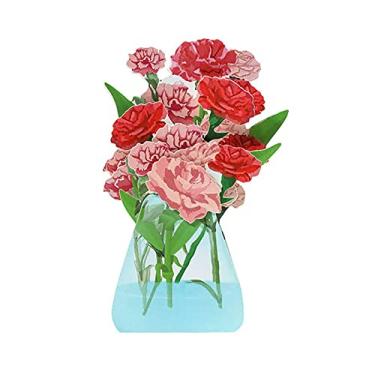 Imagem de Yajun DIY 3D Cartão de Ação de Graças Feriado Flor Papel Escultura Suprimentos de Decoração Tridimensional Dia dos Professores Cartões de Bênção de Aniversário, Cravos