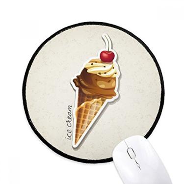 Imagem de DIYthinker Tapete de mouse de cone de sorvete doce chocolate cereja para mesa escritório tapete redondo para computador
