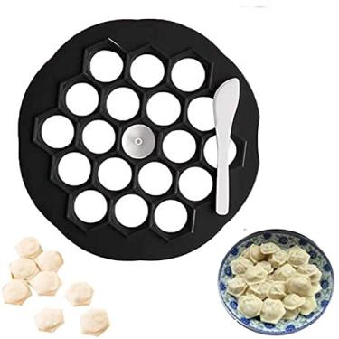 Imagem de Máquina de bolinhos de cozinha 19 furos prensa de massa faça você mesmo molde de embalagem de ravioli manual para cozinha doméstica molde de empanada fácil de operar 2 peças, preto, 20,7 cm