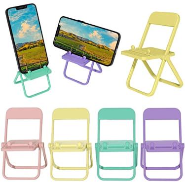 Imagem de Mini suporte para telefone em forma de cadeira, mesa criativa universal doce, dobrável, ajustável, suporte multi-ângulo para Phablets de mesa, conjunto de 4