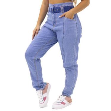 Imagem de Calça Jeans Baggy Com Cinto Feminina Sol Jeans