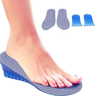 Imagem de Palmilha elevadora, palmilha com absorção de choque com aumento de altura de 5 cm, almofada elástica para elevação de sapatos, elevadores confortáveis respiráveis de comprimento total/inserções no