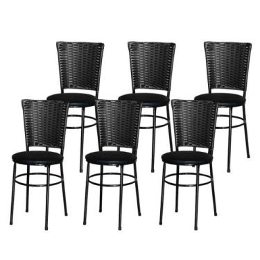 Imagem de Jogo 6 Cadeiras Para Cozinha Preta Hawai Preta - Lamar Design