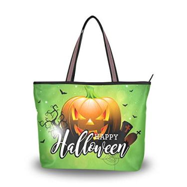 Imagem de Bolsa tote Happy Halloween em verde bolsa de ombro para mulheres e meninas, Multicolorido., Large