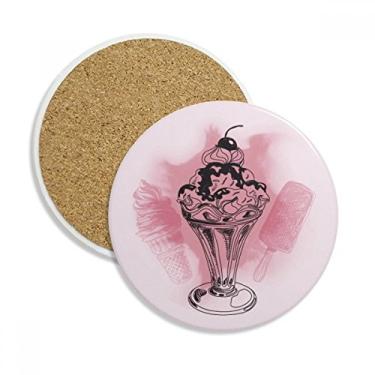 Imagem de Caneca de sorvete de cereja, chocolate, picolé, copo de copo, proteção de mesa, pedra absorvente